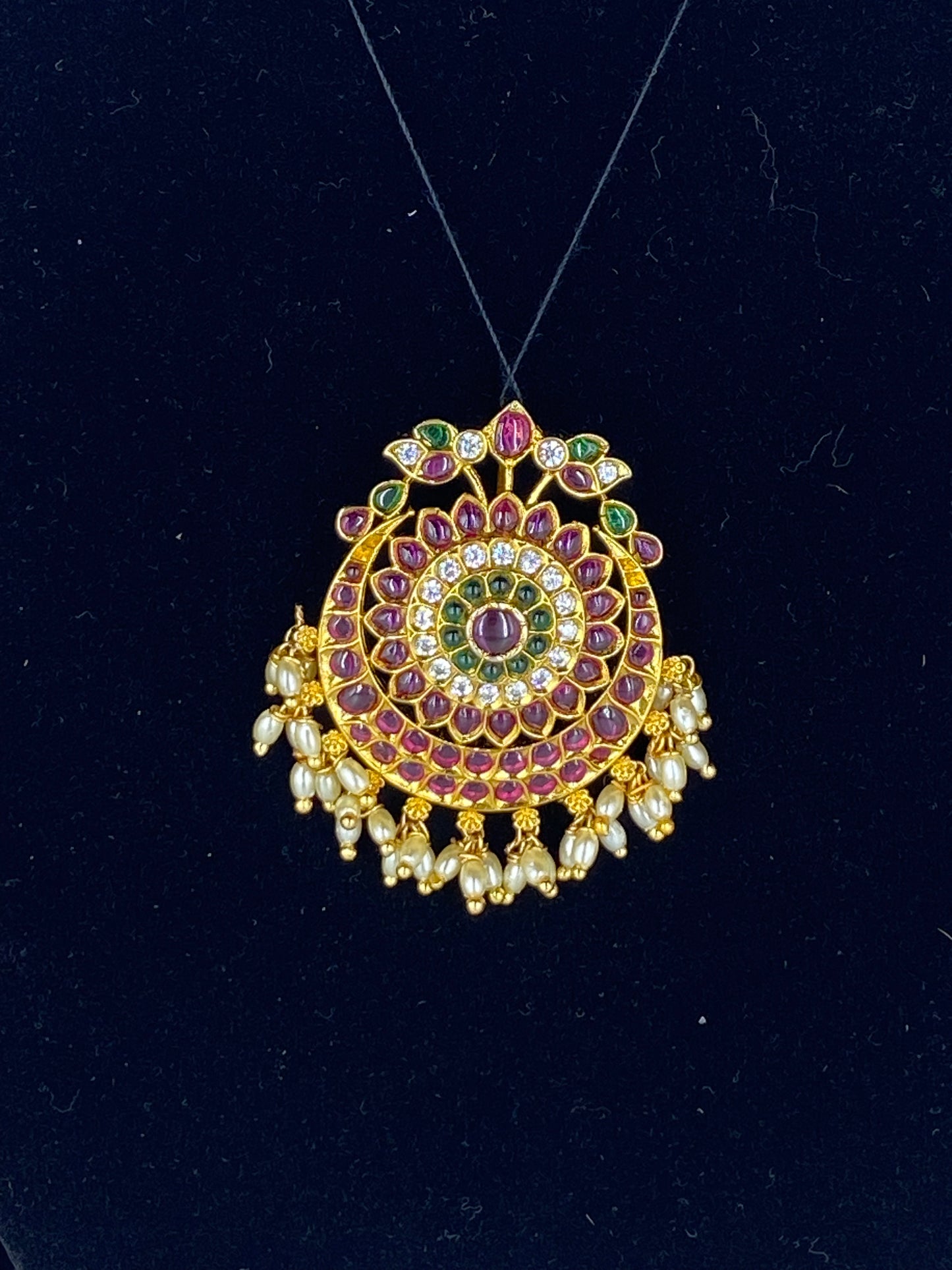 ANTIQUE PINK COLOUR KUNDAN PENDENT WITH EARRINGS