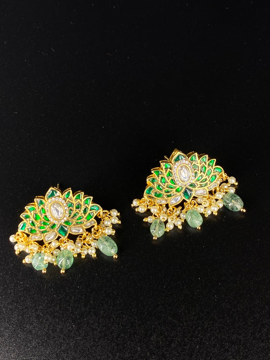 KAMALI GREEN KUNDAN EARRINGS