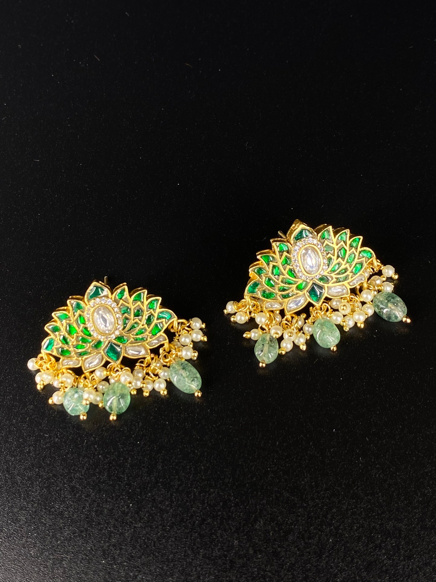 KAMALI GREEN KUNDAN EARRINGS