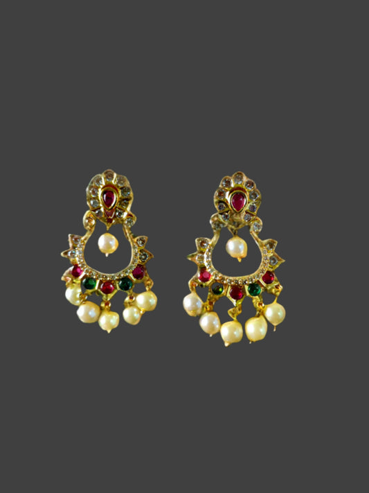 gold earrings with pearl droplets