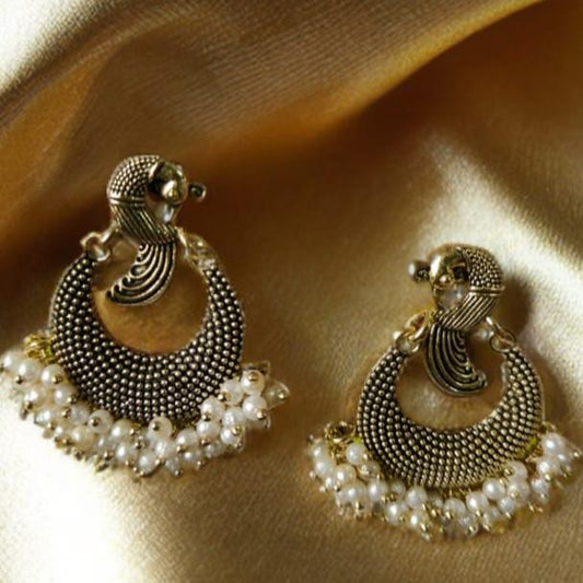 Peacock design fancy Jumkha with pearls droplets