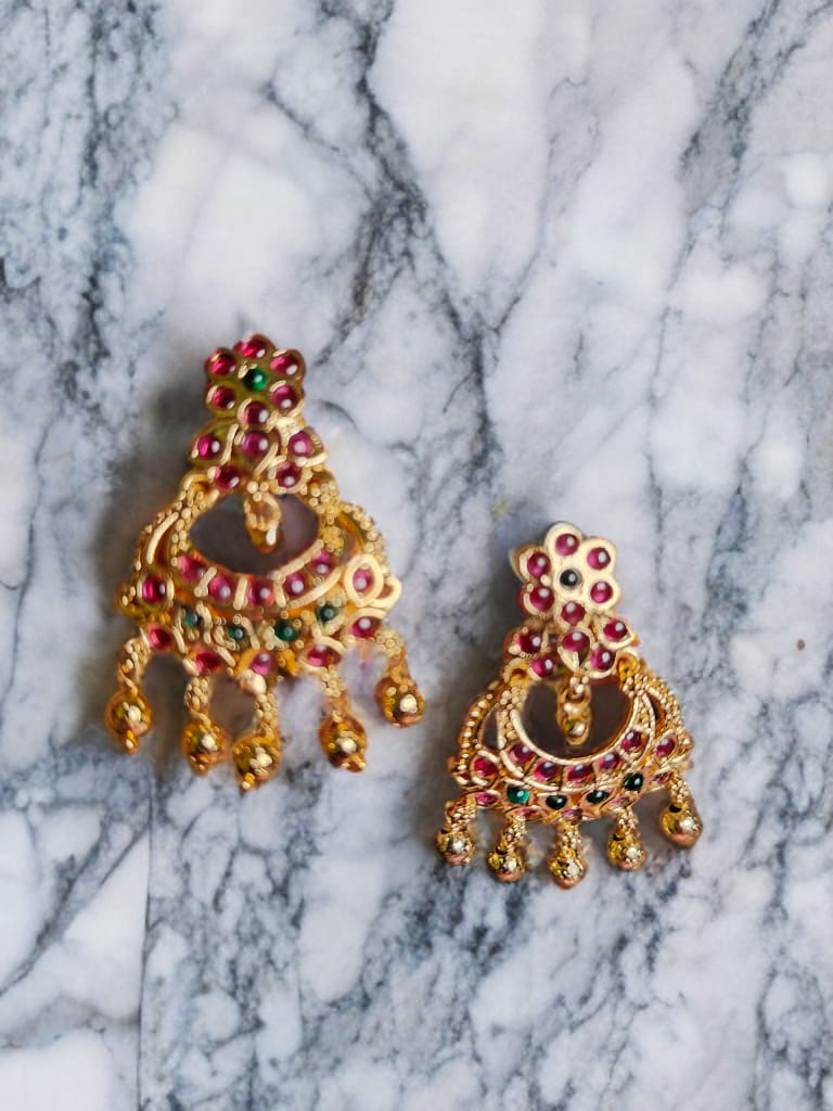 Gold plated chand bali earrings